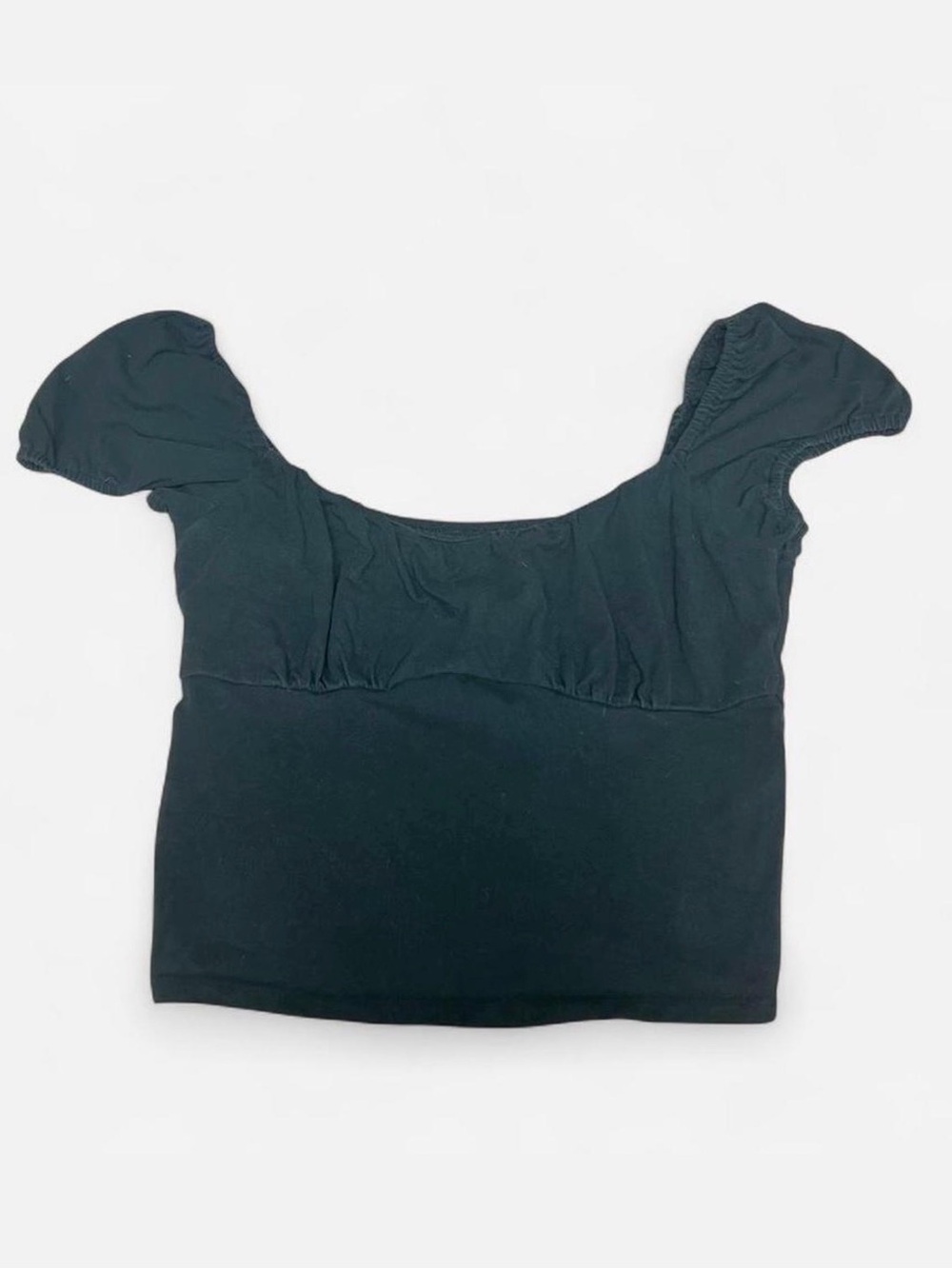 Hollister Navy Blue Square-Neck Puff Sleeve Top